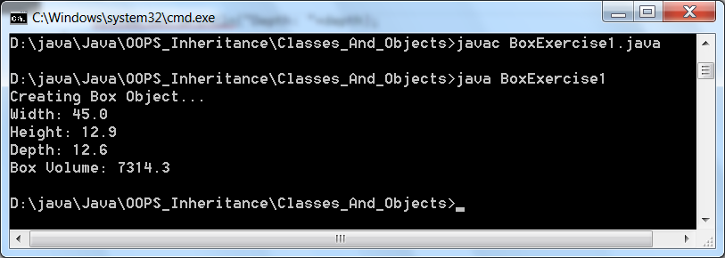 Example of Classes and Objects in Java Demonstrating the Box Class
