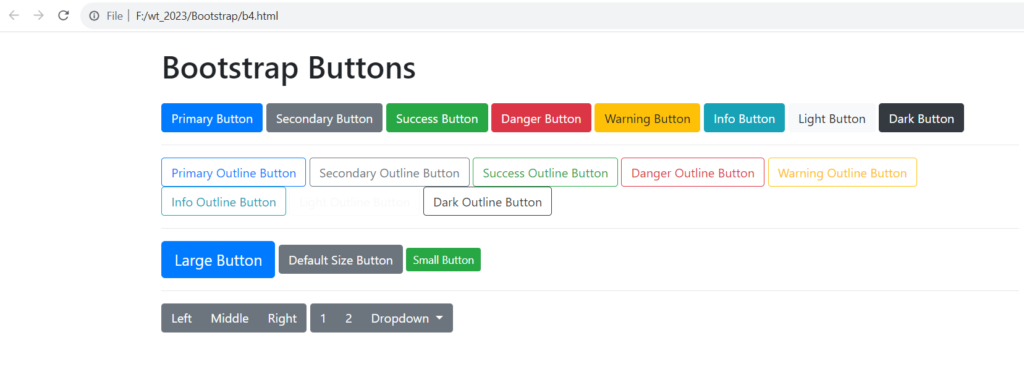 Demonstrating an Example of Bootstrap Buttons